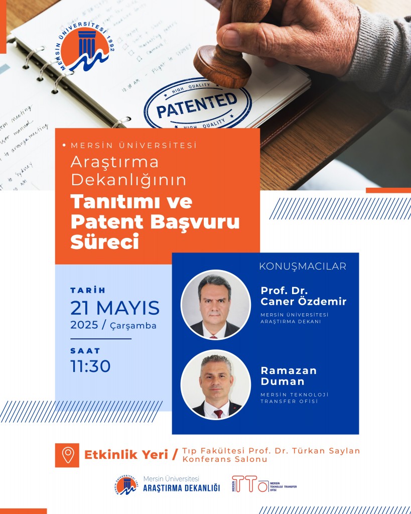 Üniversitemiz Araştırma Dekanlığının Tanıtımı ve Patent Başvuru Süreci Bilgilendirme Toplantısı detayı için tıklayınız